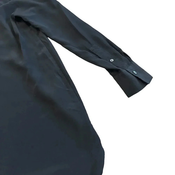 Babaton Aritzia 100% Silk Blouse Black Henley Flowy Wide Fit Small Women's - Picture 7 of 11